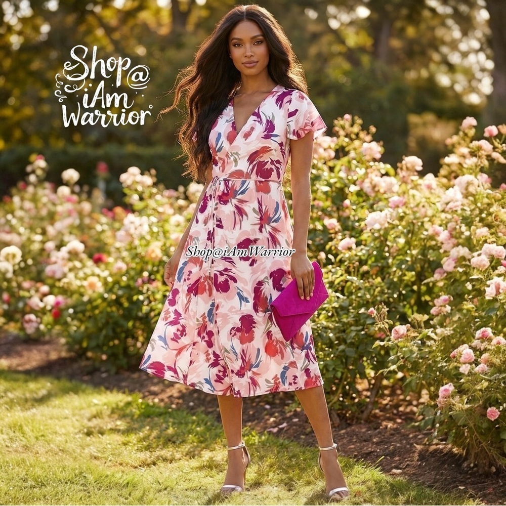 Red Dress Boutique NWT midi floral wrap tie dress *shop@iamwarrior